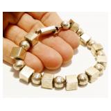 Mexican Sterling Silver Bead Bracelet 7" 32g