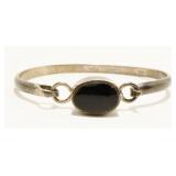 Mexican Sterling Silver Onyx Bangle Bracelet 17.3g