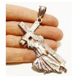 Large Signed 925 Silver Jesus Cross Pendant 9.6g