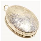 Vtg Sterling Silver Oval Locket Pendant 8.8g