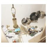 Contents of Cabinet: Lamp, Pots & More