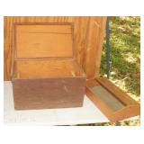Vintage Wood Toolbox with Tray