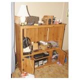 Wood TV Cabinet with Contents, See Photos