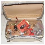 Vtg Makeup Case w/ Jewelry & Bug Figures