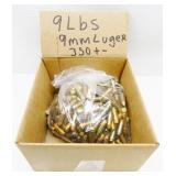 +/-350 Rounds 9mm Luger Ammo, 9lbs