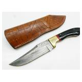 Damascus Steel Knife w/ Leather Sheath