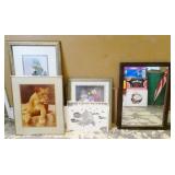 Grouping of Wall Art & Framed Mirror