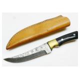 Damascus Steel Knife w/ Leather Sheath