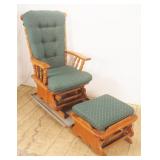 Vintage Oak Glider with Foot Rest