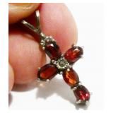 1" Sterling Silver Gemstone Cross Pendant 2.8g