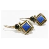 1" Sterling Silver & Stone Earrings 6.4g