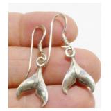 1" Sterling Silver Dolphin Tail Earrings 1.7g