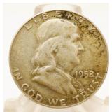 1952 Ben Franklin Half-Dollar Silver Coin