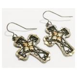 C.Co 925 Silver & 12K Gold Cross Earrings 4.7g