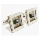 Sterling Silver & Black Pearl Cufflinks 12.9g