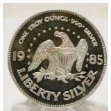 1985 Liberty Silver 1ozt .999 Fine Silver Round