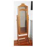 Classic Wood Freestanding Cheval Mirror w/ Storage