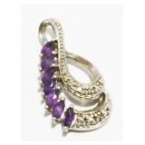 .8" Sterling Silver Amethyst Pendant 2.4g