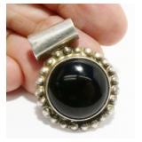 1" Mexican Onyx & Sterling Silver Pendant 10g
