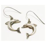 Sterling Silver Dolphin Earrings 4.5g