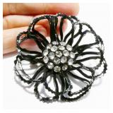 Vintage Japanned Star Burst Flower Brooch