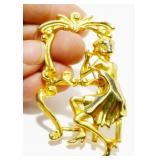 Vintage Gold-Tone Lady with Vanity Brooch