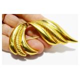 Vintage Signed Napier Gold-Tone Swirl Brooch