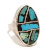 N.A. Sterling Silver & Turquoise Ring Sz 9 14.3g