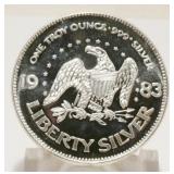 1983 Liberty Silver 1ozt .999 Fine Silver Round