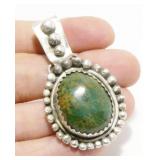 RM 2" Sterling Silver & Turquoise Pendant 16g