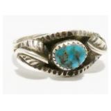 Signed Navajo 925 Silver & Turquoise Ring Sz10 3.9