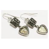 1.5" Sterling Silver & Glass Earrings 4.4g
