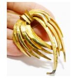 Vtg Signed BSK Gold-Tone Ribbon Crown Brooch