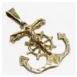 1.25" Sterling Silver Anchor Crucifix Pendant 4.3g