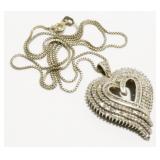 18" Sterling Silver Heart Pendant Necklace 7.1g