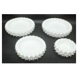 Vtg Milk Glass Hobnob Ashtrays, 1 Marked Fenton