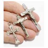 Three Sterling Silver Crucifix Pendants 9.3g