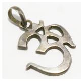 1-3/4" Sterling Silver Om Pendant 11.1g