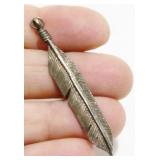 2" Sterling Silver Feather Pendant 2.5g