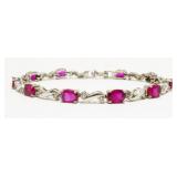 7" Sterling Silver & Gemstone Bracelet 12.1g