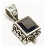 1" Sterling Silver & Dark Garnet Pendant 5.4g
