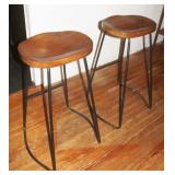 Pair of Wood & Metal 30" Counter-Height Barstools