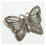 1.25" 925 Silver & Marcasite Butterfly Brooch 6.1g