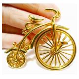 Vintage Gold-Tone Antique Bicycle Brooch
