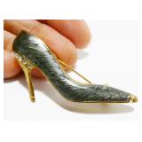Vtg Colour Mates Enamel Stiletto & Crystal Brooch