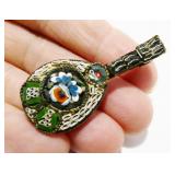 Vintage Italian Micro-Mosaic Mandolin Brooch