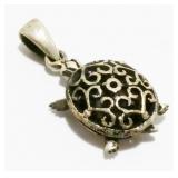 3/4" Sterling Silver Turtle Pendant 2.3g
