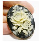 Vintage Floral Cameo Brooch