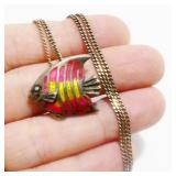 20" Sterling Silver Tropical Fish Necklace 7.6g