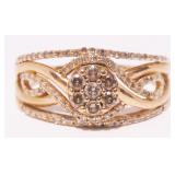 10K Rose Gold Diamond Ring Sz 8.75 2.7g